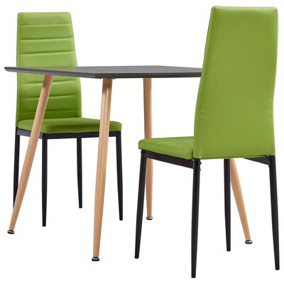 3054074 vidaXL 3 Piece Dining Set Faux Leather Lime Green(248311+282589)