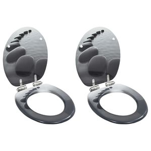 vidaXL tualetes poda sēdekļi, lēni aizverami, 2 gab., akmeņu dizains