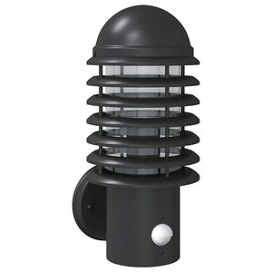 vidaXL āra sienas lampa ar sensora, melns, nerūsējo&scaron;ais tērauds