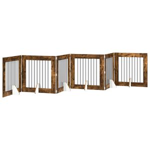 vidaXL Salokāms suņu vārti ar statīviem 6 pcs Kūpināts ozols 482 cm