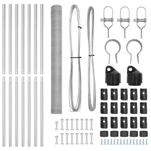 vidaXL Žoga āķis Sudraba 10 x 1,5 m (25 mm siets) Tērauds