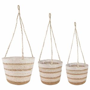 vidaXL Jūras zāles augu grozi 3 pcs Dabiski, balts un bē&scaron;s &Oslash;26 x 19 cm