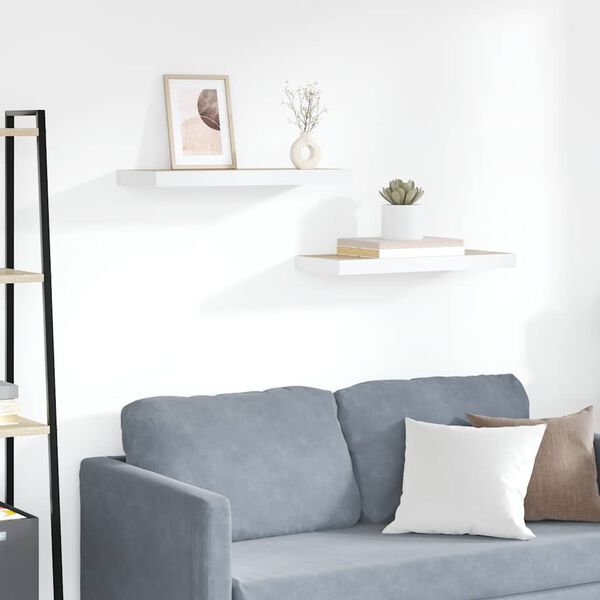 vidaXL sienas plaukti, 2 gab., balti, ozolkoka, 60x23,5x3,8 cm, MDF