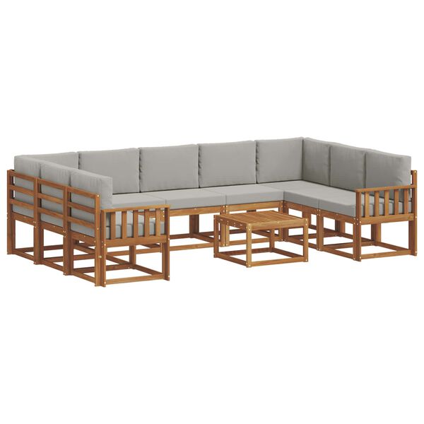 vidaXL Āra dīvānu komplekts ar spilvenu 10 pcs Dabīgs un gai&scaron;i pelēks