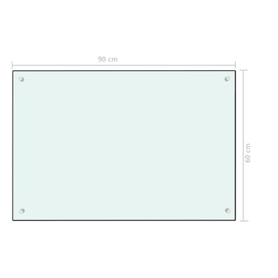 vidaXL virtuves sienas panelis, 90x60 cm, rūdīts stikls, balts