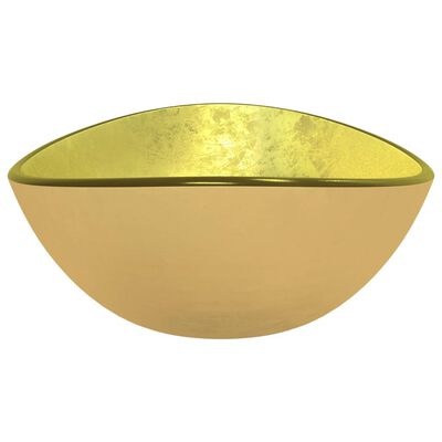 vidaXL izlietne, 54,5x35x15,5 cm, zeltains rūdīts stikls