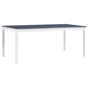 vidaXL virtuves galds, balts ar pelēku, 180x90x73 cm, priedes koks