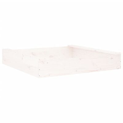 vidaXL smilšu kaste ar sēdekļiem, balta, kvadrāta forma, priedes koks