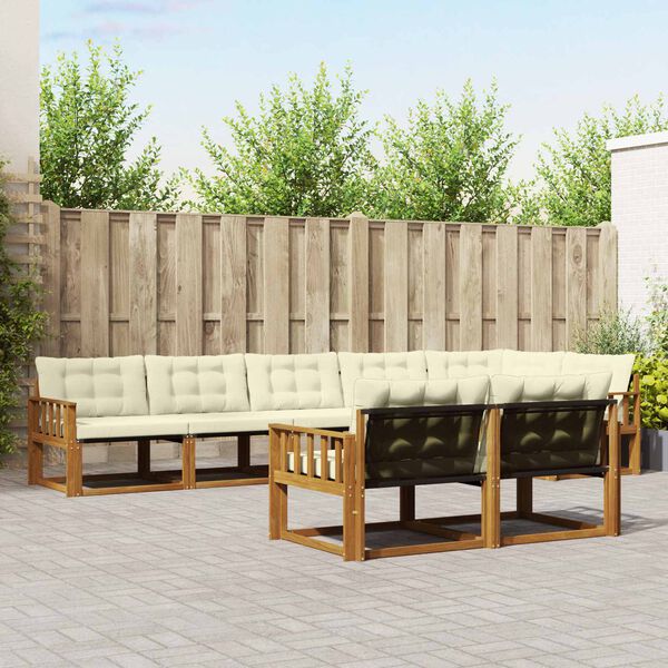 vidaXL Āra dīvānu komplekts ar spilvenu 8 pcs Dabisks un krējuma