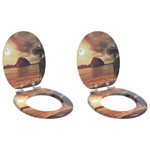 vidaXL Tualetes sēdeklis 2 pcs Oranža 44 x 38 cm MDF plāksne