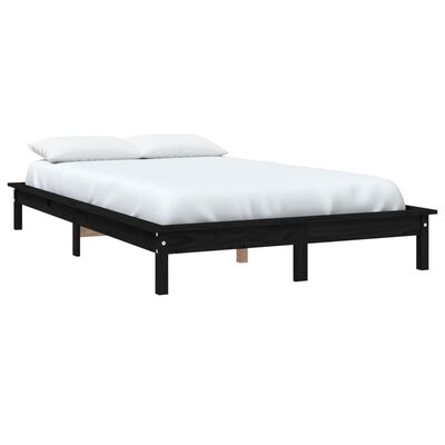 vidaXL gultas rāmis, melns, 180x200 cm, priedes masīvkoks, Super King