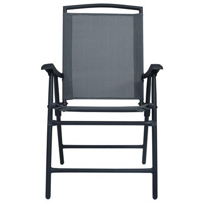 vidaXL saliekami dārza krēsli, 2 gab., tekstilēns, pelēki