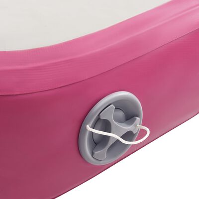 vidaXL piepūšams vingrošanas paklājs ar pumpi, 300x100x20 cm, rozā PVC