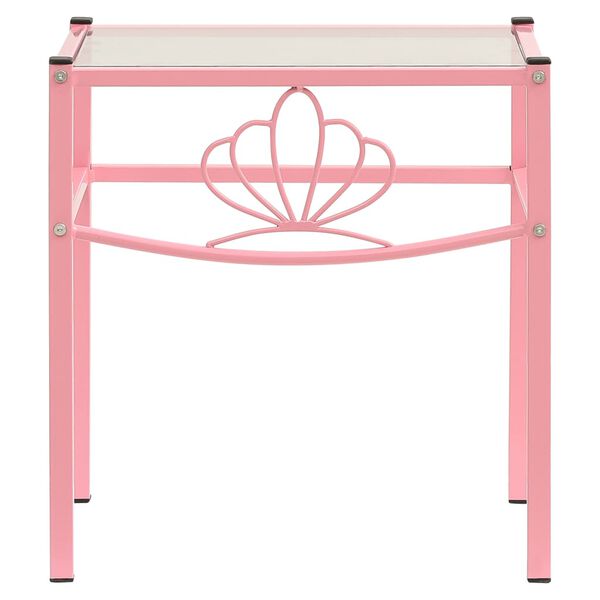 vidaXL naktsgaldiņi, 2 gab., rozā metāls, caurspīdīgs stikls