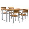 vidaXL Dārza ēdamgalds 5 pcs Pelēka Cietā akācijas koks