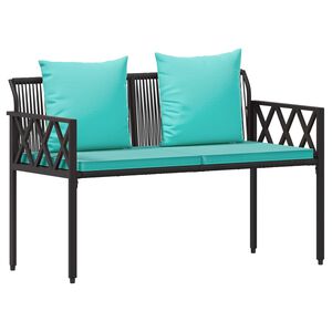 vidaXL Āra soli 2 -Seater 116 x 56 x 75 cm poliratāns Melns un tirkīzs