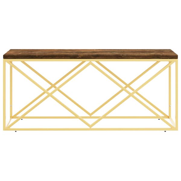 vidaXL kafijas galdiņš, nerūsējošs tērauds, pārstrādāts masīvkoks