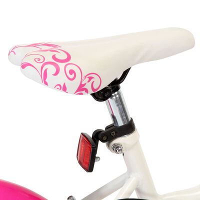 vidaXL bērnu velosipēds, 18 collas, rozā ar baltu