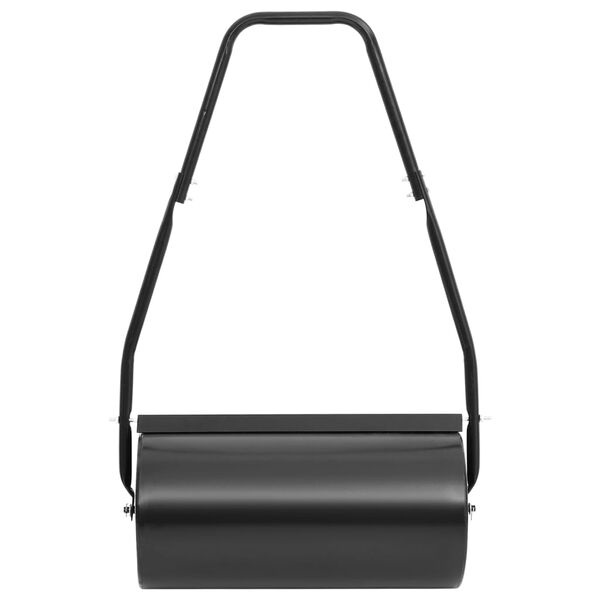 vidaXL zālāja rullis ar rokturi, melns, 42 L, dzelzs un tērauds