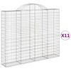 vidaXL arkveida gabiona grozi, 11gb., 200x30x160/180cm, cinkota dzelzs