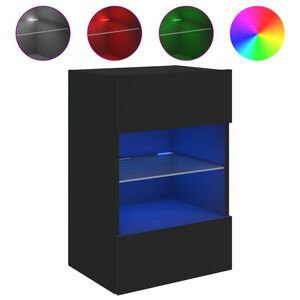 vidaXL TV galdiņ&scaron; ar LED lampiņām, melni, 40x30x60,5 cm