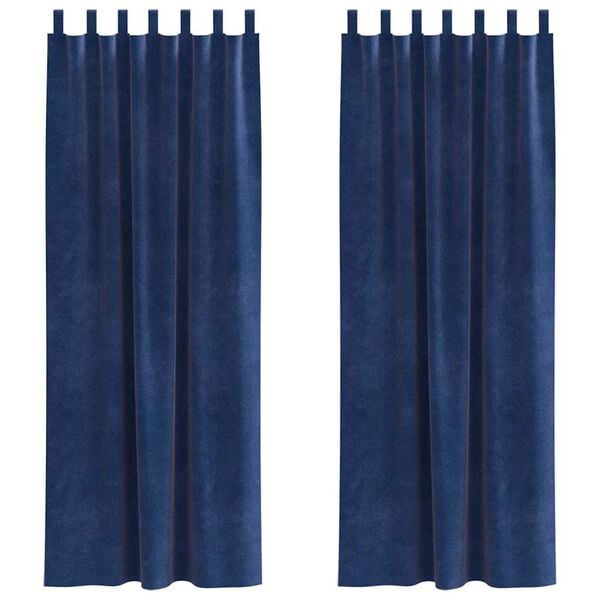 vidaXL Aptum&scaron;ojo&scaron;ie aizkari 2 pcs Tum&scaron;i zils 140 x 225 cm Samts