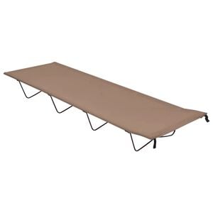 vidaXL kempinga gulta, 180x60x19cm, pelēkbrūns audums, tērauds