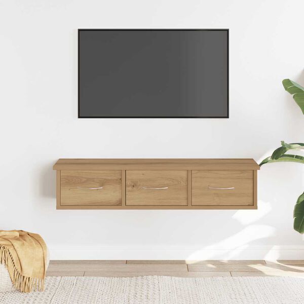 vidaXL sienas skapītis, koka krāsa, 88x26x18,5 cm, inženierijas koks