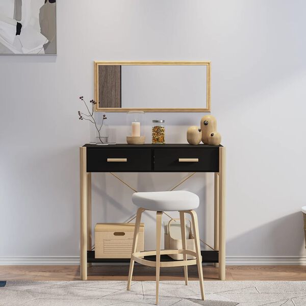vidaXL konsoles galdiņ&scaron;, melns, 82x38x75 cm, inženierijas koks