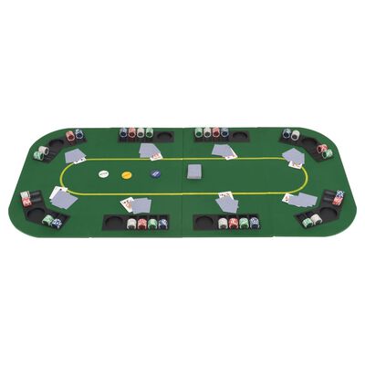 vidaXL pokera galda virsma, salokāma, 8 spēlētājiem, taisnstūra, zaļa