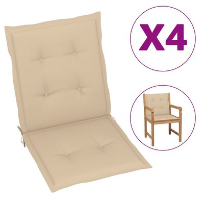 vidaXL dārza krēslu spilveni, 4 gab., bēši, 100x50x3 cm