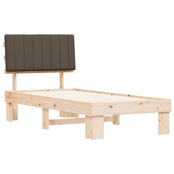 vidaXL Gultas rāmis ar polsterētu galvas balstu Pelēkbrūna 90 x 200 cm