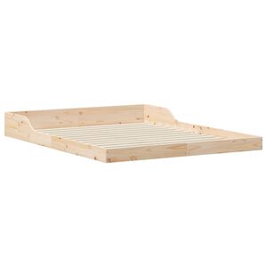 vidaXL Gultas rāmis Brūna 140 x 220 cm Ciets priedes koks