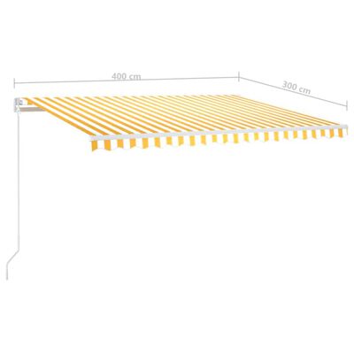 vidaXL izvelkama markīze ar LED, 400x300 cm, manuāla, dzeltenbalta