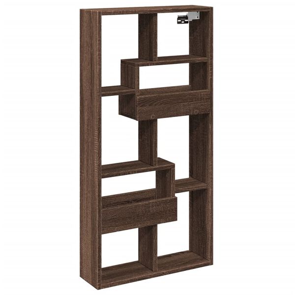 vidaXL sienas skapītis, brūna ozola, 50x15x100 cm, inženierijas koks