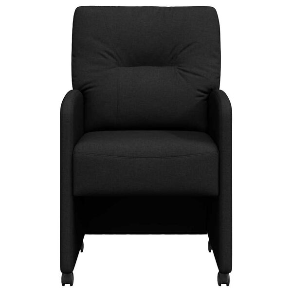 vidaXL Ēdamkrēsli ar riteņiem 2 pcs Melna 57 x 67 x 95 cm audums