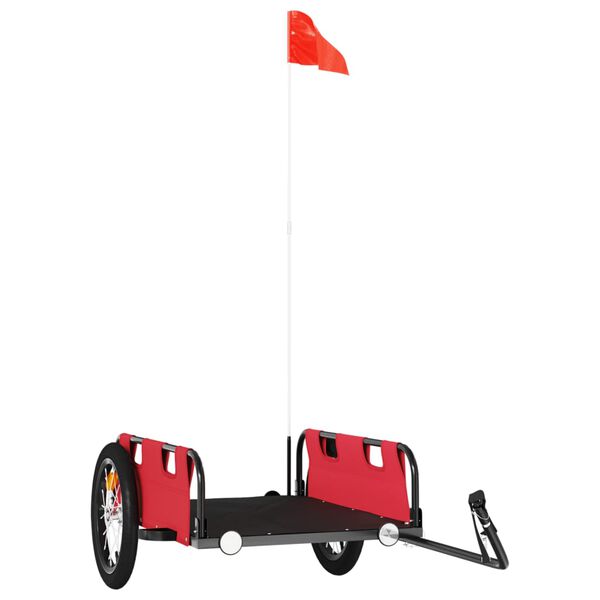 vidaXL velosipēda piekabe, sarkana, Oksfordas audums, dzelzs