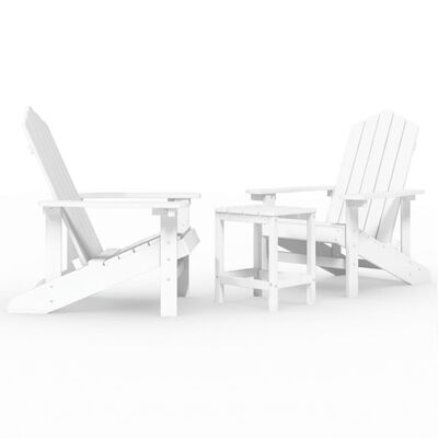 vidaXL dārza krēsli ar galdiņu, HDPE, balti