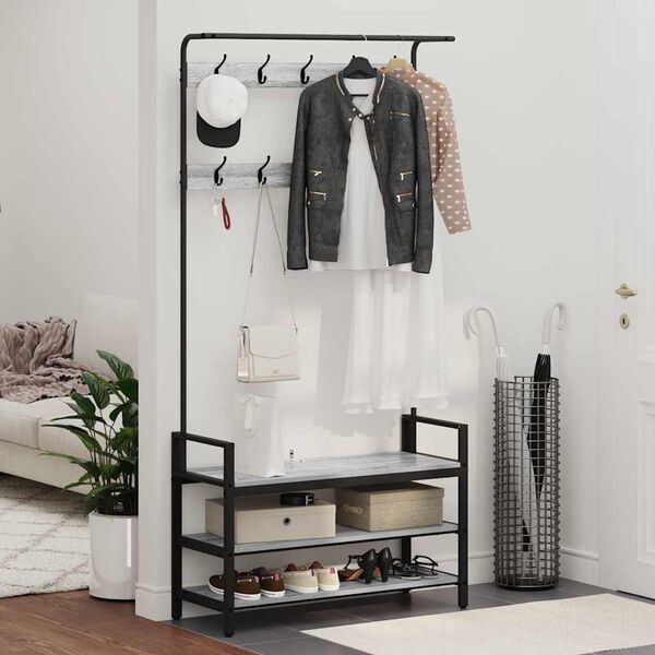 vidaXL Pakaramais Pelēks Sonoma 95 x 34 x 184 cm Inženierijas koks