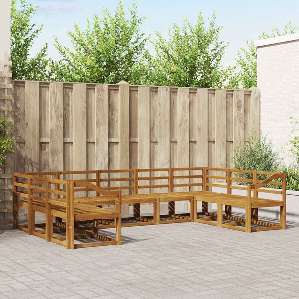 vidaXL Āra dīvānu komplekts 9 pcs Dabiska Cietā akācijas koks