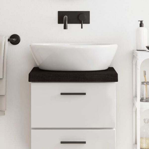 vidaXL vannasistabas virsma, tumši brūna, 40x30x(2-6) cm, masīvkoks