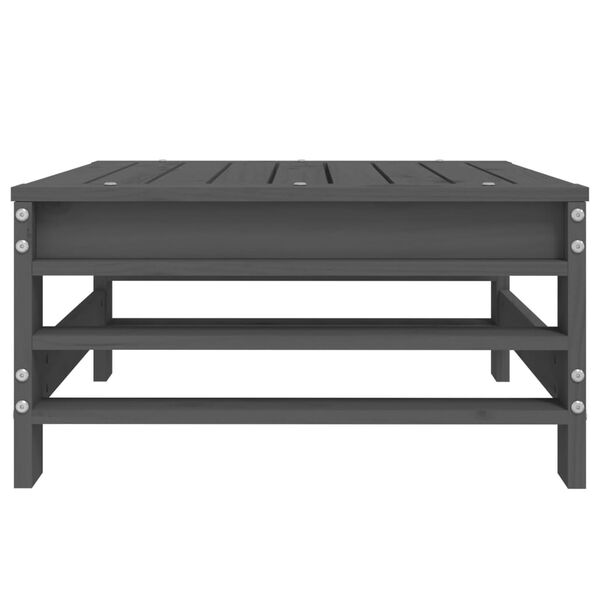 vidaXL dārza kājsoliņš, pelēks, priedes masīvkoks