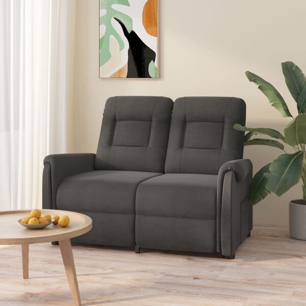 vidaXL divvietīgs masāžas krēsls, atgāžams, tumši pelēks audums