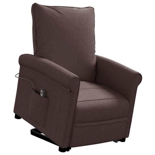 vidaXL atpūtas krēsls, paceļams, tum&scaron;i brūns audums