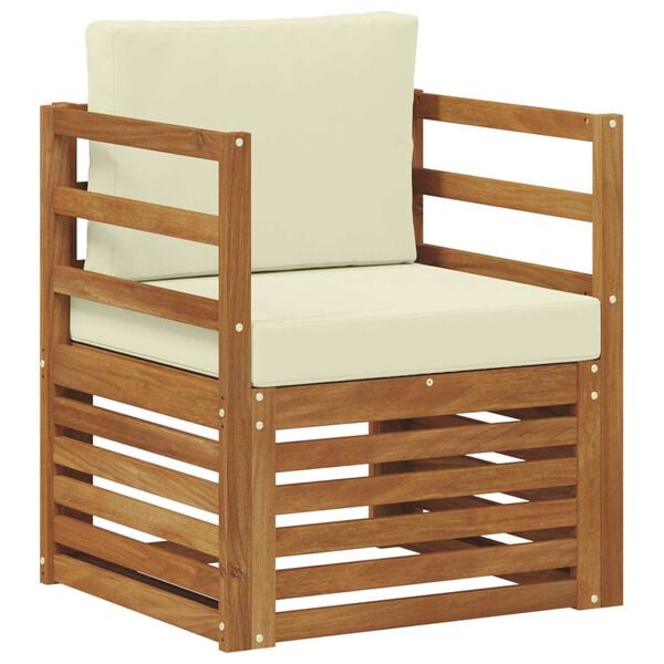 vidaXL Āra dīvānu komplekts Cieta akācijas koks un poliesters Dabiska