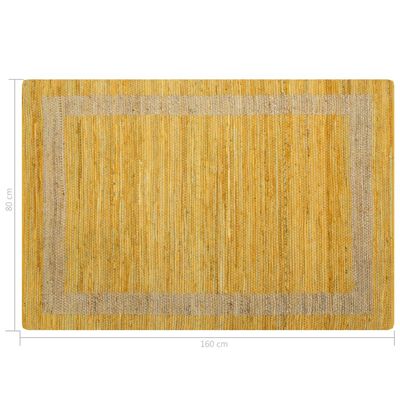 vidaXL paklājs, roku darbs, džuta, dzeltens, 120x180 cm