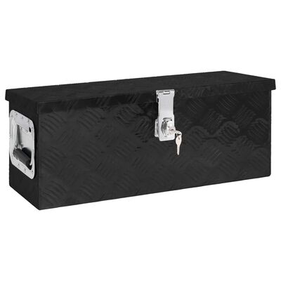 vidaXL uzglabāšanas kaste, melna, 60x23,5x23 cm, alumīnijs