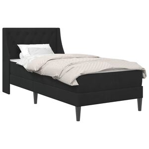 vidaXL Gultas rāmis ar matraci ar galvas klāju Melns 90 x 190 cm Samts