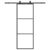 vidaXL bīdāmās durvis ar stiprinājumiem, melns, stikls, 76x205 cm
