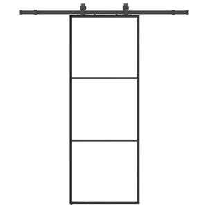 vidaXL bīdāmās durvis ar stiprinājumiem, melns, stikls, 76x205 cm